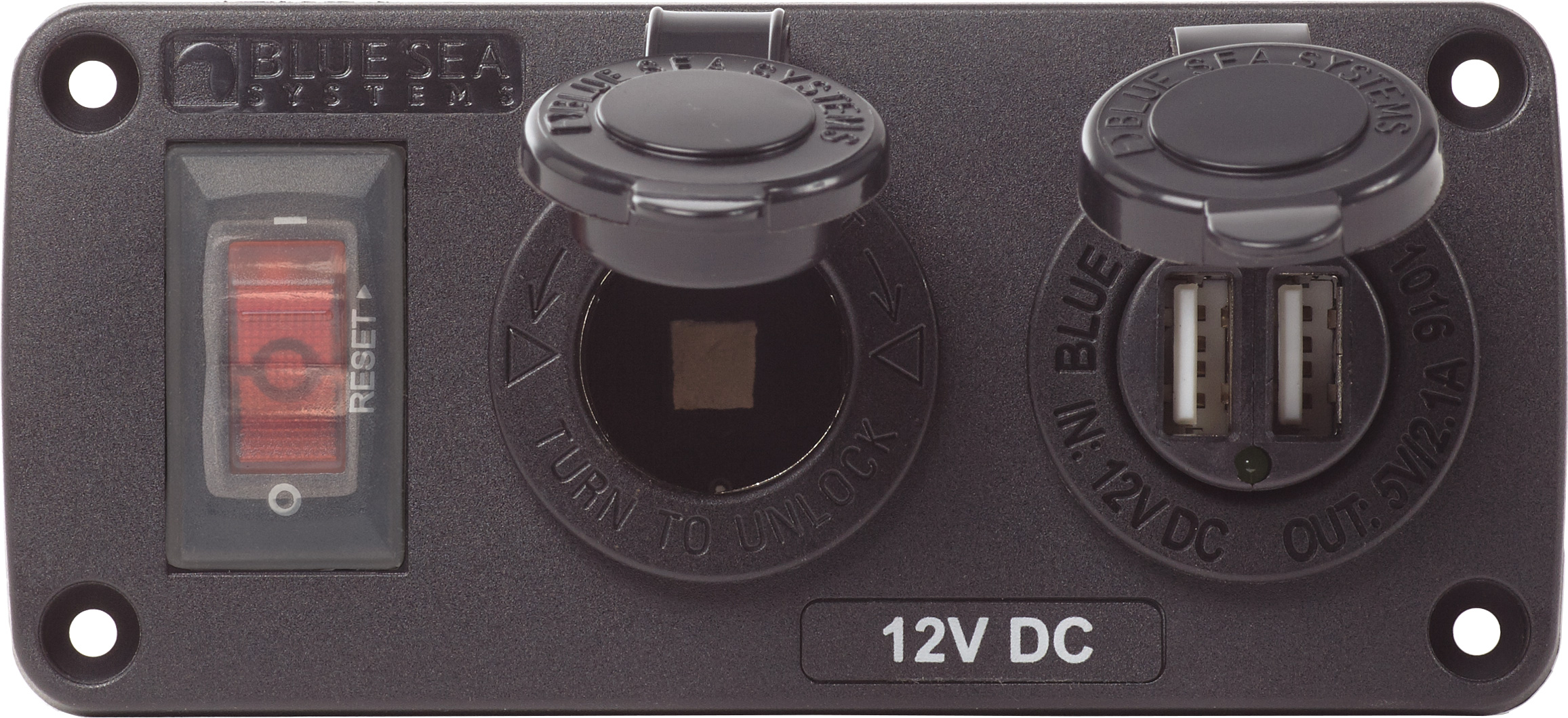 Panel – 15A prekidač + 12V utičnica + 2.1A dvostruki usb punjač