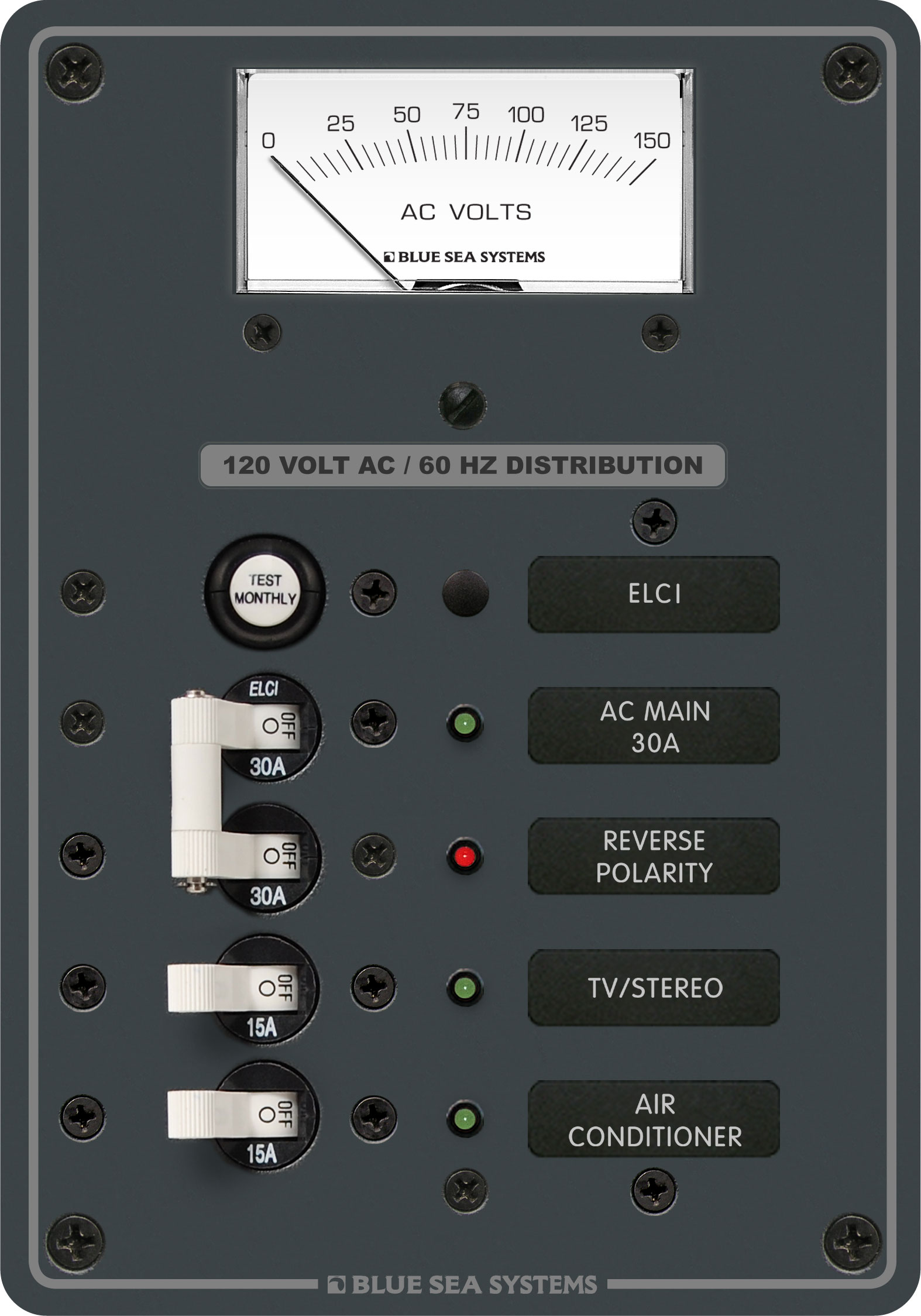 120V AC – ELCI Main 30A Double Pole + 2 Positions with Voltmeter